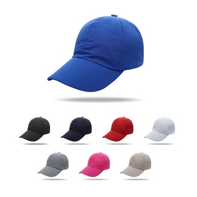 Stock Solid Color Quick Dry Poly 6 Panel Cap, Elastic Back