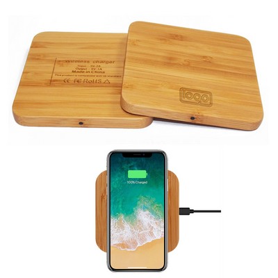 Bamboo 5W Wireless Charger w/ Dual Usb Ports