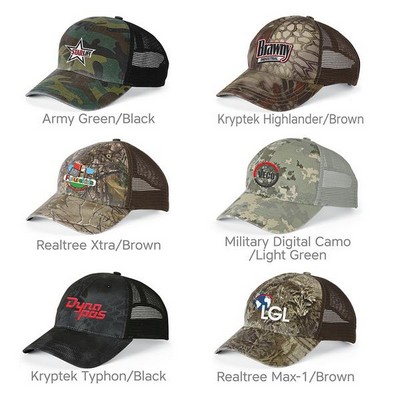 Richardson 111P Camo Washed Trucker Cap